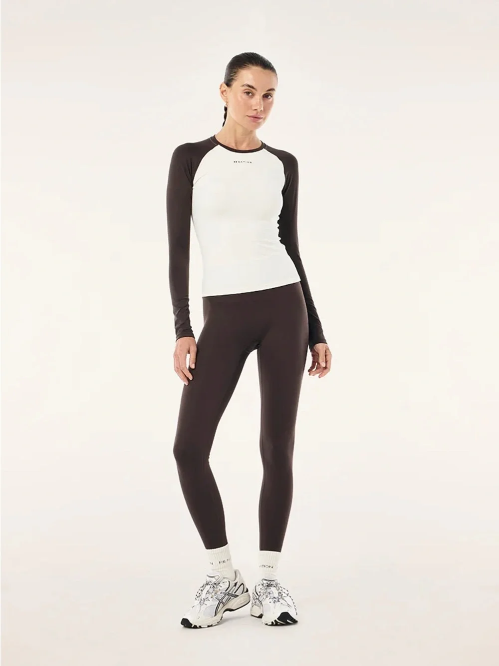 P.E Nation Signature Long Sleeve Top In Whisper White & Coffee new tags large - Picture 5 of 6